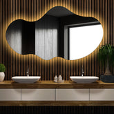 LED Spiegel Asymmetrisch 2 | Wandschalter-Steuerung | Warmweißes Licht - Reyze Seria Ambient Model 1 - Horizontal